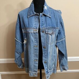 POL Distressed Blue Jean Jacket Oversized Small NWOT